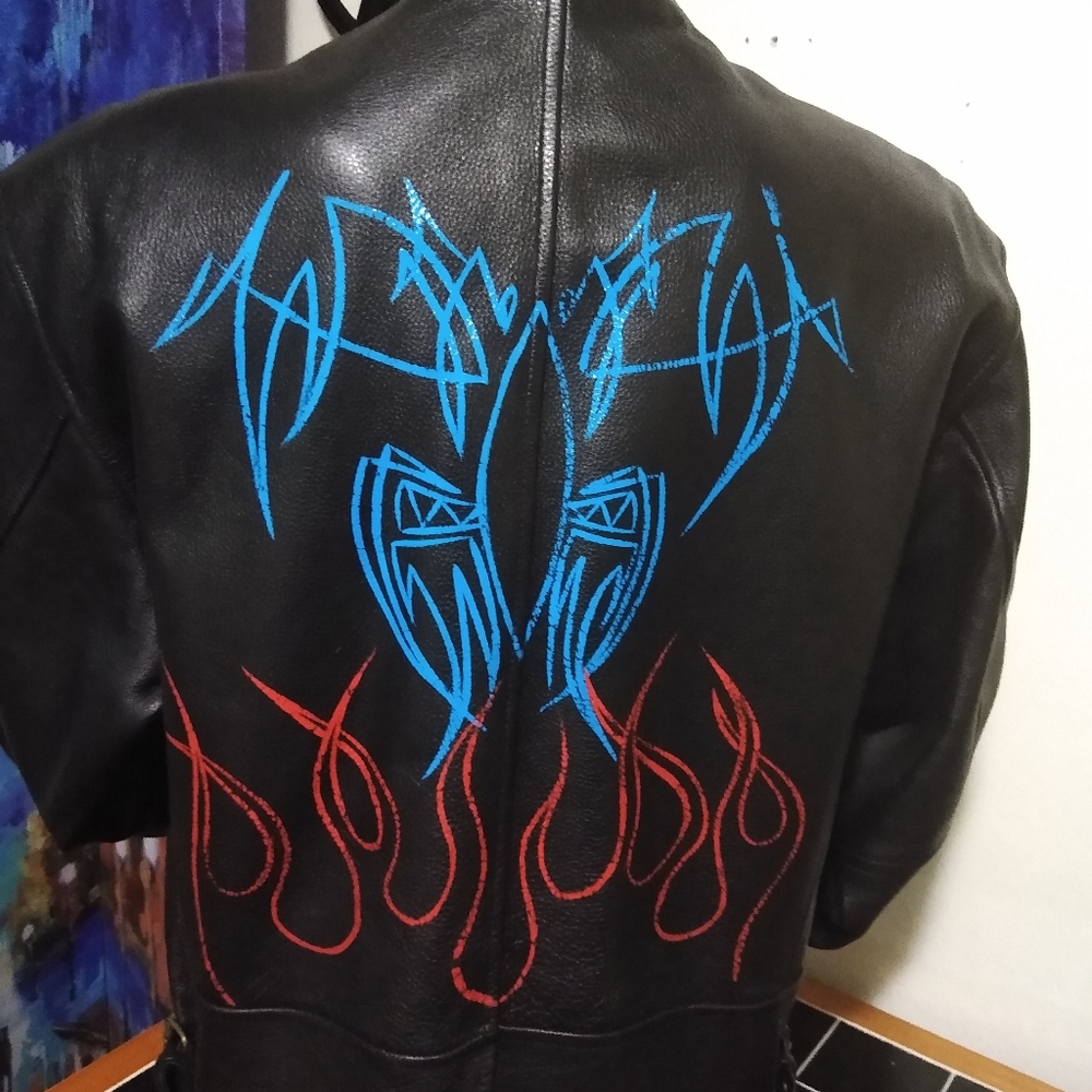 Black leather motorcycle jacket